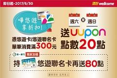 悠遊卡頂好小額消費推廣活動，週一至周五滿300現折10元