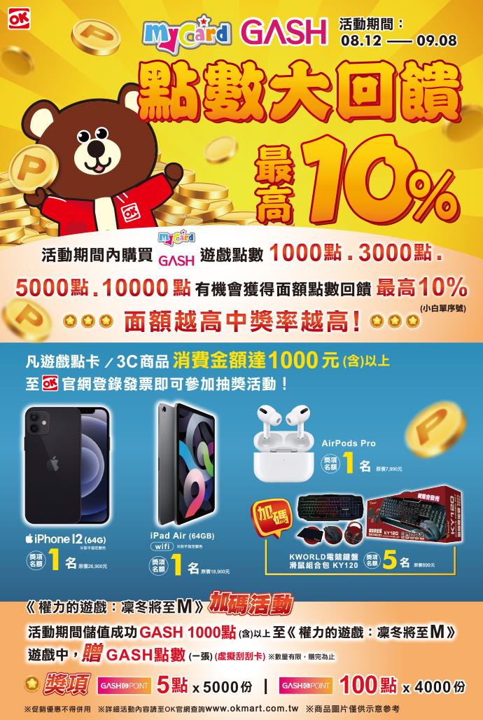 OK超商點數大回饋抽iPhone、iPad