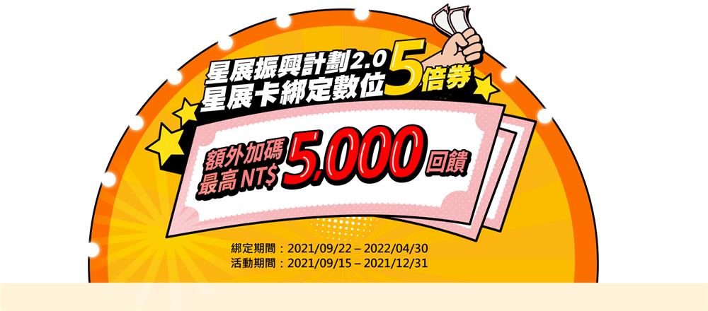 星展信用卡綁定數位振興5倍券額外加碼最高5000回饋