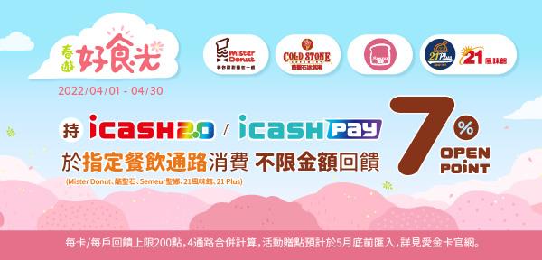 icash2.0、icash Pay餐飲通路回饋