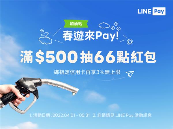 加油站用LINE Pay付款滿額享紅包，綁信用卡再享回饋