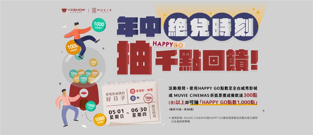 年中絕兌時刻威秀拿1000點HappyGo