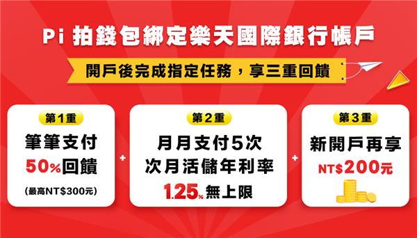 樂天網銀APP連結Pi拍錢包筆筆支付現金回饋