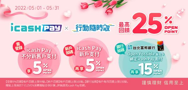 溫馨五月icash Pay行動隨時取享OPENPOINT回饋