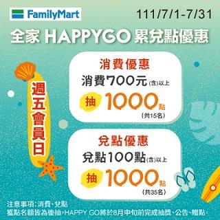 週五全家會員日抽千點HAPPY GO