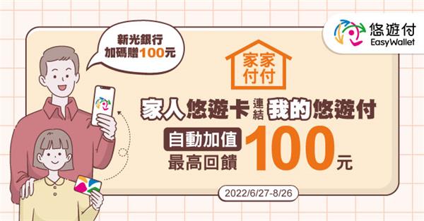 悠遊卡連結悠遊付自動加值回饋100元