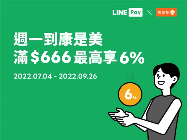 康是美週一LINE Pay滿額享LINE POINTS回饋