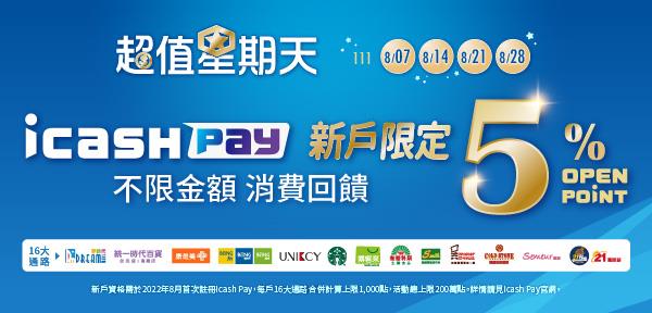 icash Pay新戶超值星期天OPEN POINT回饋