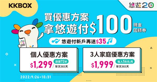 買KKBOX優惠方案悠遊付現金回饋