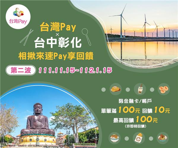 台灣Pay台中彰化相揪來速Pay享回饋第二波