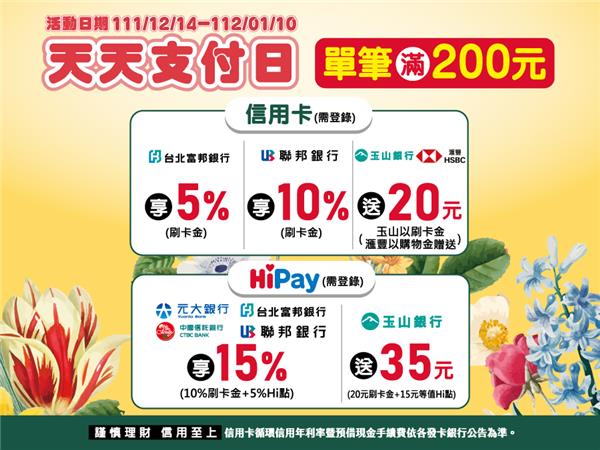 萊爾富天天支付日銀行天天送刷卡金