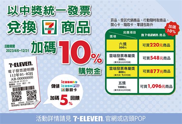 7-11統一發票中獎獎金加碼