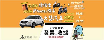 2025新竹市購物節月月抽iPhone，大獎汽車開回家