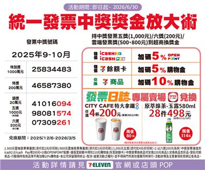 7-11統一發票中獎獎金加碼放大術