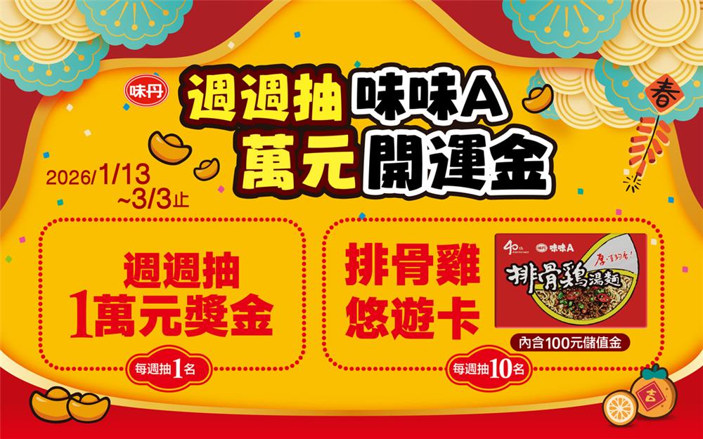 味味A抽獎7-11限定迎春納福抽萬元開運金