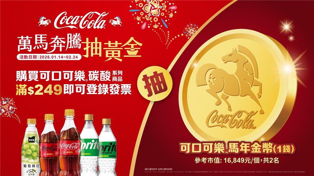 可口可樂抽獎萬馬奔騰抽馬年金幣