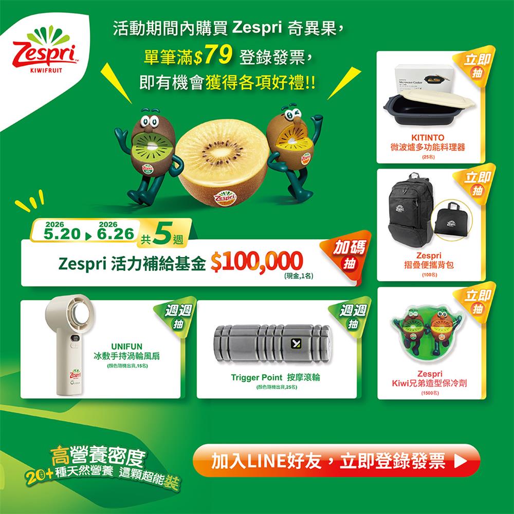 Zespri奇異果抽獎幫你早餐+1補充滿滿營養抽10萬元現金